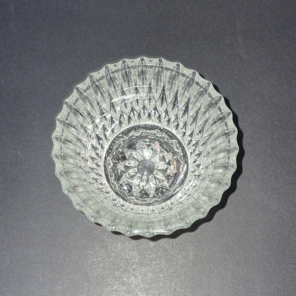 Crystal Glass Candle Holder Small Bowl Vintage Glassware - Picture 3 of 5